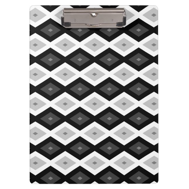 Black, white and grey diamond pattern clipboard (Front)