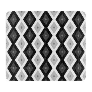Black, white and grey diamond pattern cutting board