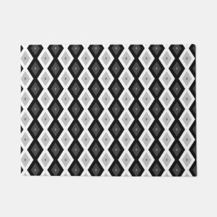 Black, white and grey diamond pattern doormat