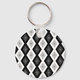 Black, white and grey diamond pattern key ring