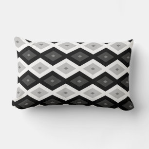 Black, white and grey diamond pattern lumbar cushion