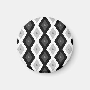 Black, white and grey diamond pattern magnet
