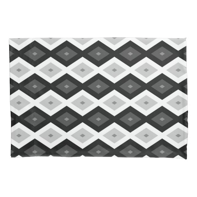 Black, white and grey diamond pattern pillowcase (Front)