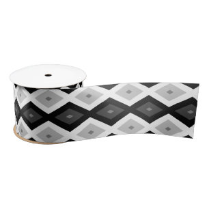 Black, white and grey diamond pattern satin ribbon