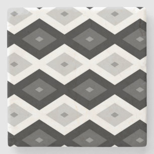 Black, white and grey diamond pattern stone coaster