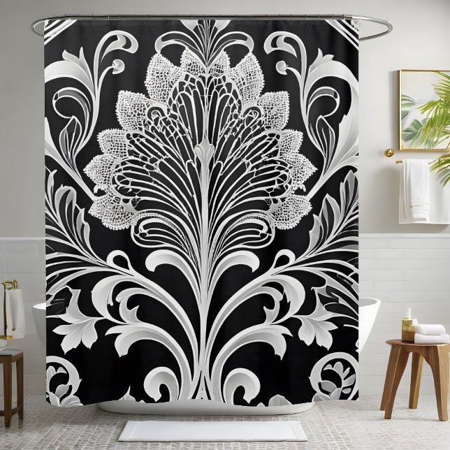 Black White and Grey Flower Shower Curtain  (Creator Uploaded)