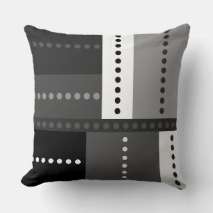 Black, White and Grey Geometric Cushion