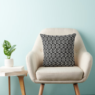 Black, White and Grey Geometric Pattern Cushion
