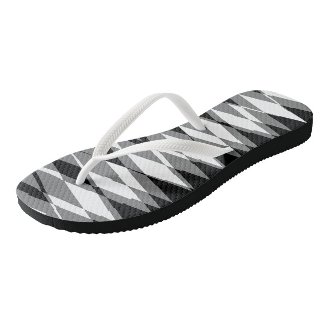 Black White and Grey Geometric Thongs (Angled)