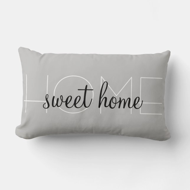 Black White and Grey Home Sweet Home Lumbar Cushion (Front)