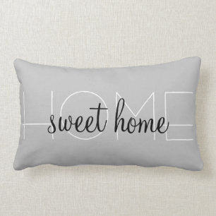 Black White and Grey Home Sweet Home Lumbar Cushion
