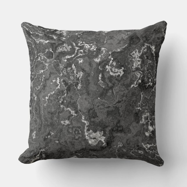 Black, White, and Grey Marble abstract Cushion (Front)