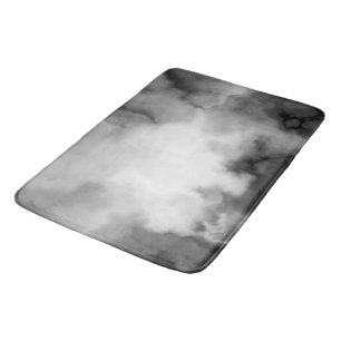Black, white and Grey Marbled Abstract Bath Mat