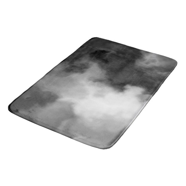 Black, white and Grey Marbled Abstract   Bath Mat (Angled)