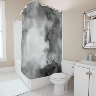 Black, white and Grey Marbled Abstract   Shower Curtain
