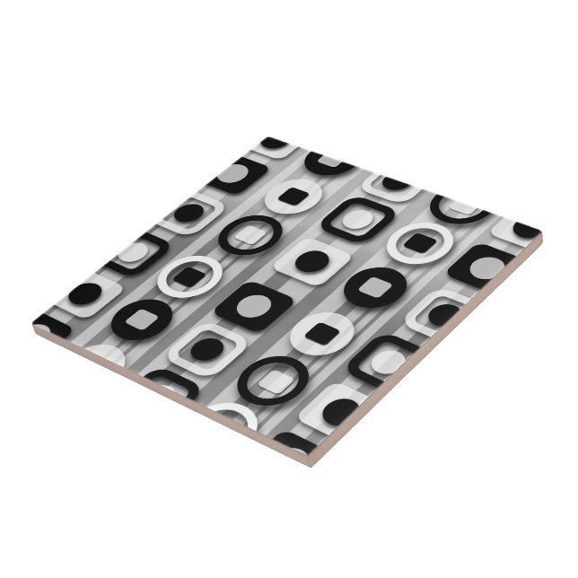 Black White and Grey Modern Pattern Ceramic Tile (Side)