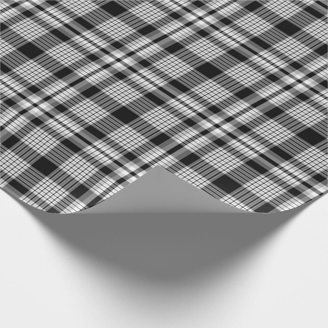 Black White and Grey Plaid Wrapping Paper (Corner)