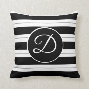 Black, White And Grey Stripes Cushion