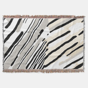 Black, white and Grey stripes geometric pattern Throw Blanket