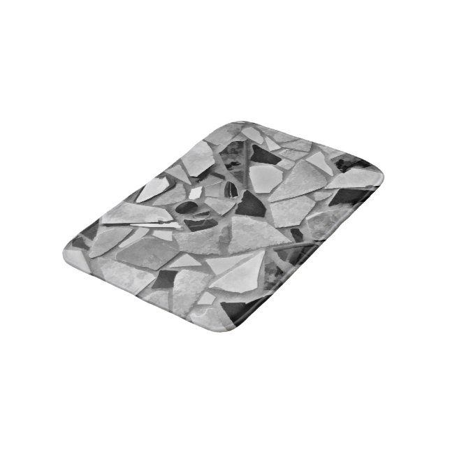 Black, White And Grey Terrazzo Photo Art Bath Mat (Angled)