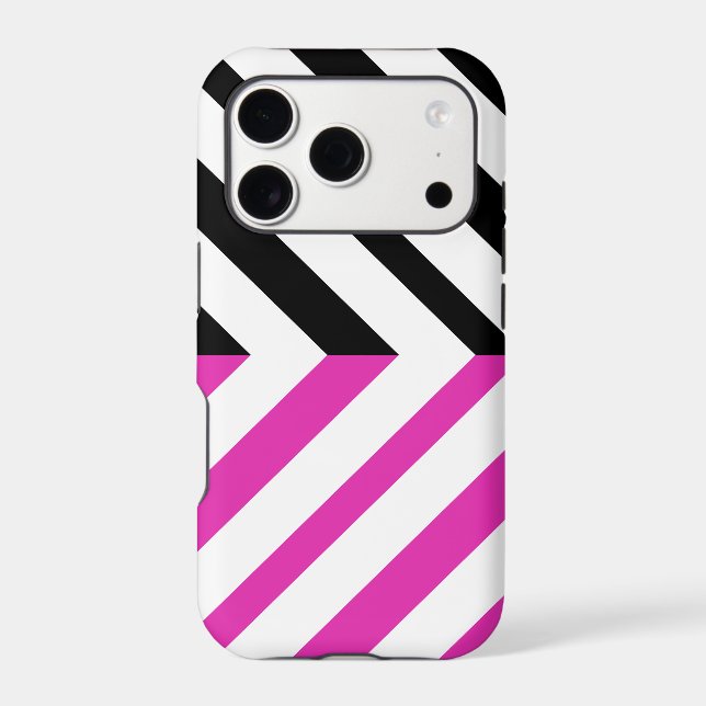 Black, White and Hot Pink Classic Chevron Pattern (Back)