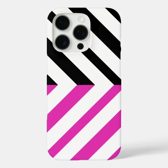 Black, White and Hot Pink Classic Chevron Pattern Case-Mate iPhone Case (Back)