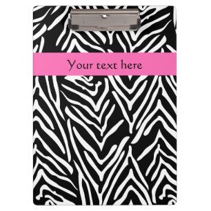 Black, White and Hot Pink Zebra Print Clipboard