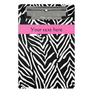 Black, White and Hot Pink Zebra Print Mini Clipboard