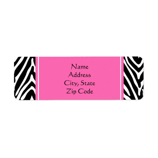 Black, White and Hot Pink Zebra Print Return Address Label