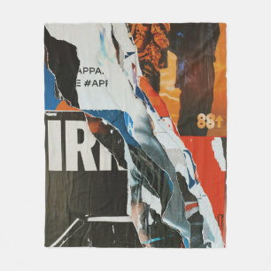 Black white and orange abstract painting fleece blanket