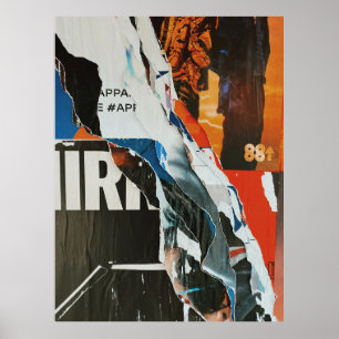 Black white and orange abstract painting poster