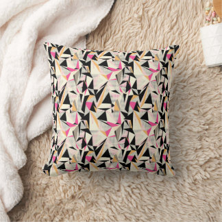 Black, White and Pink Abstract Art Throw Pillow
