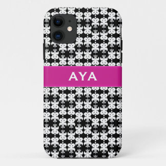Black white and pink iPhone 11 case