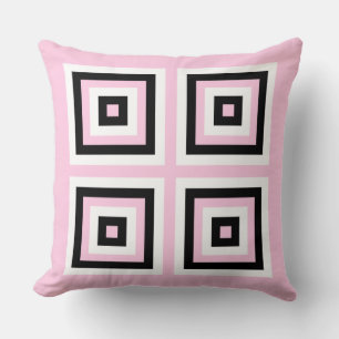 Black, White and Pink Squares Cushion