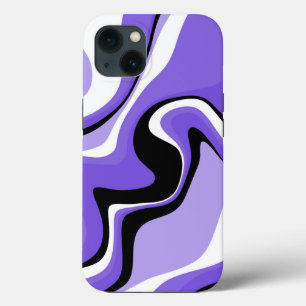 Black, White and Purple Fluid Abstract iPhone 13 Case