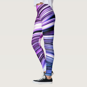 Black, White, and Purple Stripes Leggings