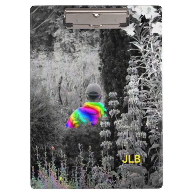Black White and Rainbow Garden Visitor Clipboard (Front)