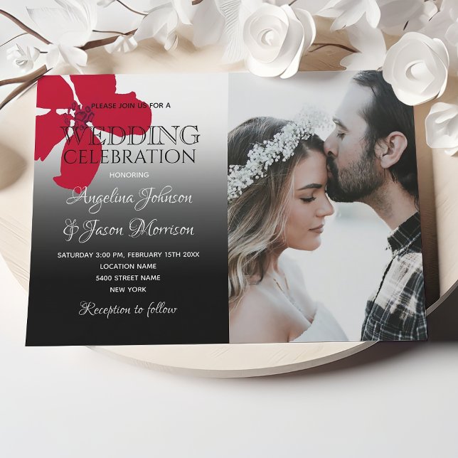 Black White and Red Bold Wedding Invitation (Creator Uploaded)
