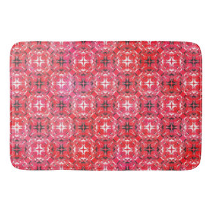 Black, White, and Red Chequered Pattern Bath Mat
