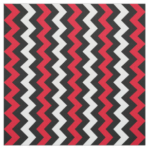 Black White and Red Chevron Fabric