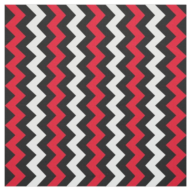 Black White and Red Chevron Fabric (Swatch)