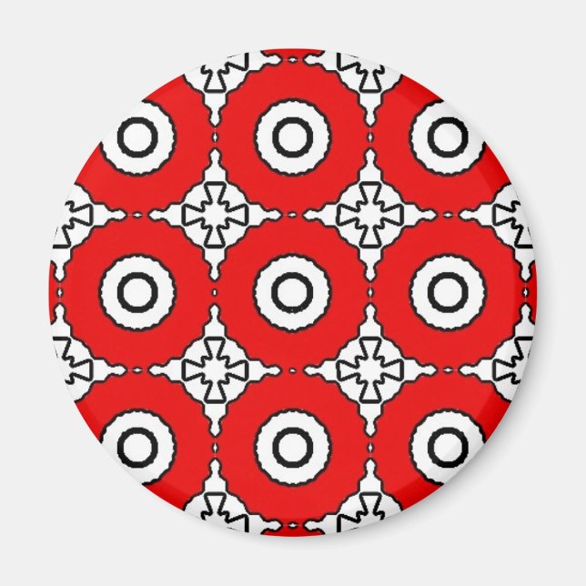 Black, white and red circles magnet (Front)