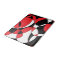 Black, white and red elliptical bath mat