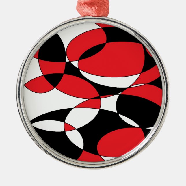 Black, white and red ellipticals metal ornament (Front)