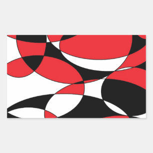 Black, white and red ellipticals rectangular sticker