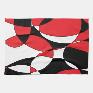 Black, white and red ellipticals tea towel