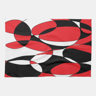 Black, White and Red Ellipticals Tea Towel