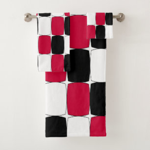Black, White and Red Fish Eye Bath Towel Set