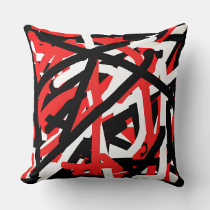 Black, White and Red Graffiti  Cushion