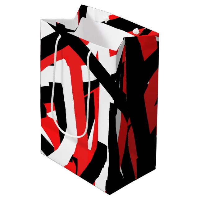 Black, White and Red Graffiti  Medium Gift Bag (Front Angled)